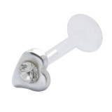 Piercing micro-labret PTFE 16 - Coeur et strass