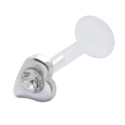 Piercing micro-labret PTFE 16 - Coeur et strass