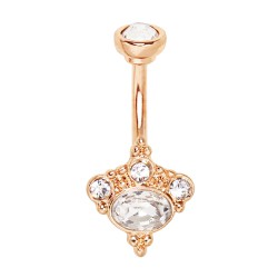 Piercing nombril plaqué-or 41 - Haut et bas rose