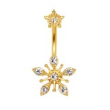 Piercing nombril plaqué-or 56 - Haut et bas fleur