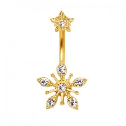 Piercing nombril plaqué-or 56 - Haut et bas fleur