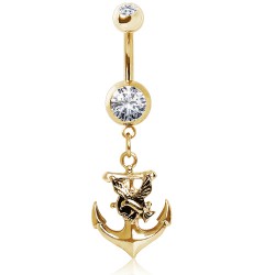 Piercing nombril plaqué-or 136 - Ancre