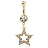 Piercing nombril plaqué-or 135 - étoile
