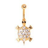 Piercing nombril plaqué-or 131 - Tortue strass