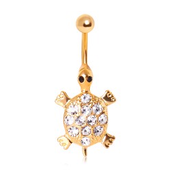 Piercing nombril plaqué-or 131 - Tortue strass