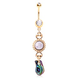 Piercing nombril plaqué-or 130 - Pierre pendante