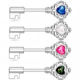 Piercing téton barbell 50 - Clé centre opale