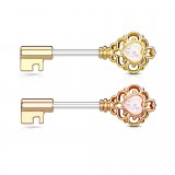 Piercing téton barbell 64 - PVD clé opale