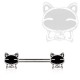 Piercing téton barbell 92 - Chat noir