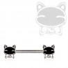 Piercing téton barbell 92 - Chat noir