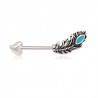 Piercing téton barbell 93 - Flêche plume turquoise