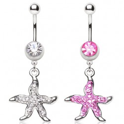 Piercing nombril étoile de mer avec strass (05)