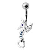 Piercing nombril hippocampe strass bleu (17)