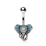 Piercing nombril éléphant bleu-clair (121)
