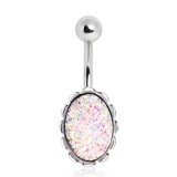 Piercing nombril gem paillettes transparentes (D227)
