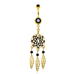 Piercing nombril attrape rêve 10 - Plaqué-or avec noir