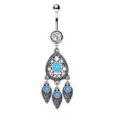 Piercing nombril attrape rêve 11 - Gems turquoises