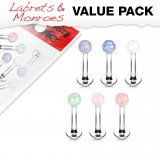 Pack de micro-labrets 12 - Acrylique paillettes