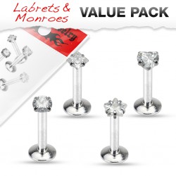 Pack de micro-labrets 19 - Cristaux transparents