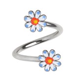 Piercing spirale 41 - Deux embouts fleurs