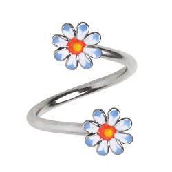Piercing spirale 41 - Deux embouts fleurs