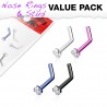 Lot de piercings nez 0.8mm 06 - PVD courbes zircones
