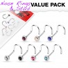 Lot de piercings nez 0.8mm 08 - Courbes strass