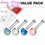 Pack de piercings nez 0.8mm 19 - Droits opalite