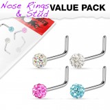 Pack de piercings nez 0.8mm 20 - Courbes férido