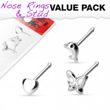 Pack de piercings nez 0.8mm 22 - Droits trois motifs