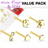 Pack de piercings nez 0.8mm 31 - Droits motifs jaunes