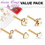Pack de piercings nez 0.8mm 32 - Droits motifs roses