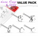 Lot de piercings nez 0.8mm 33 - Droits motifs gris