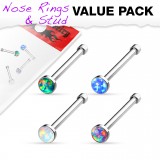 Pack de piercings nez 0.8mm 34 - Droit opalite