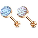 Piercing langue plaqué-or 12 - Rose écailles