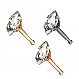 Piercing nez droit 0,8mm 89 - PVD zircone pyramidal