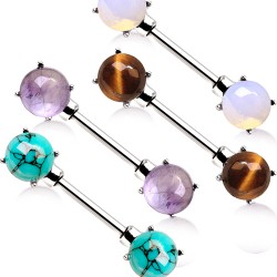 Piercing téton barbell 28 - Pierres