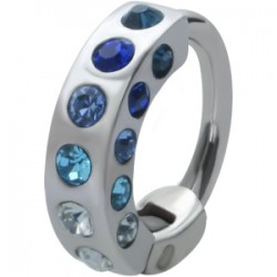 Piercing hélix 92 - Anneau multistrass bleus