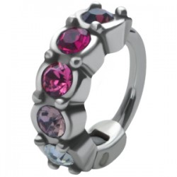 Piercing hélix 93 - Anneau multistrass roses rouges