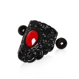 Piercing hélix 140 - Bouclier noir gem rouge