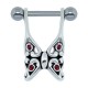 Piercing hélix 115 - Papillon strass rouges