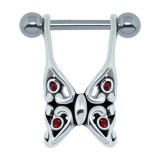 Piercing hélix 115 - Papillon strass rouges