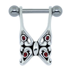 Piercing hélix 115 - Papillon strass rouges