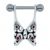 Piercing hélix 115 - Papillon strass rouges