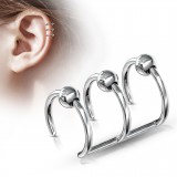 Faux Piercing oreille 04 - Triple anneau bille