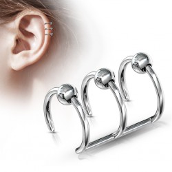 Faux Piercing oreille 04 - Triple anneau bille