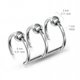 Faux Piercing oreille 04 - Triple anneau bille