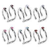 Faux Piercing oreille 10 - Double anneaux strass