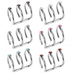 Faux Piercing oreille 11 - Triple anneaux strass