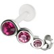 Piercing tragus micro-labret 02 - Trois strass